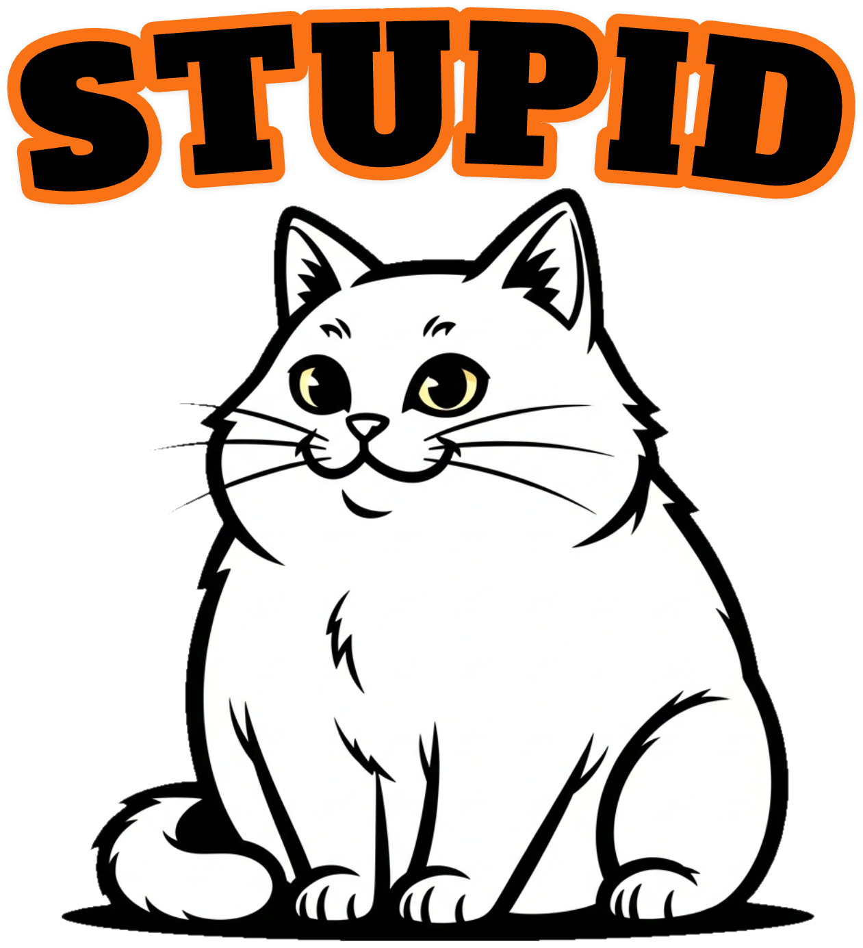 Áo Thun Màu Kem In Hình Mèo Béo Slogan STUPID - 290326-21-22-CKG