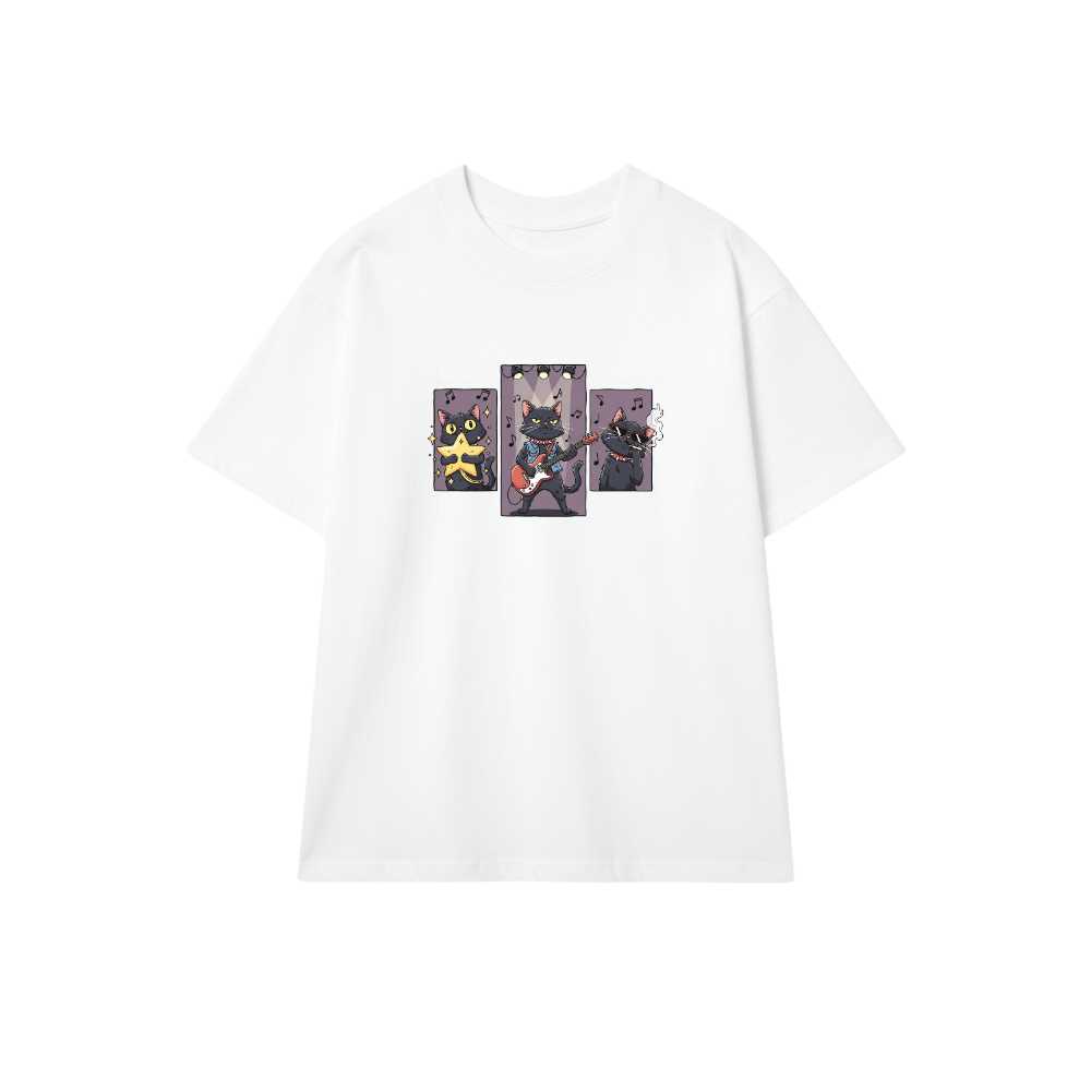 Áo Thun Trắng Unisex In Hình Mèo Đen Nổi Loạn Cool Ngầu Slogan Design Cotton Cao Cấp Form Rộng Xu Hướng Streetwear - 290526-14-42-TOC