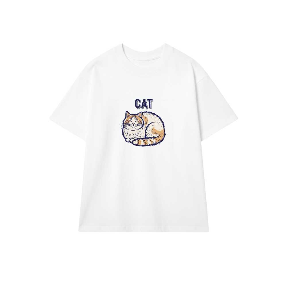 Áo Thun Unisex Form Rộng Màu Trắng In Hình Mèo Béo Chubby Cat Design - Chất Cotton 100% Co Giãn Thoáng Mát Xu Hướng Thời Trang Ulzzang 2024 - 290526-14-54-WPM