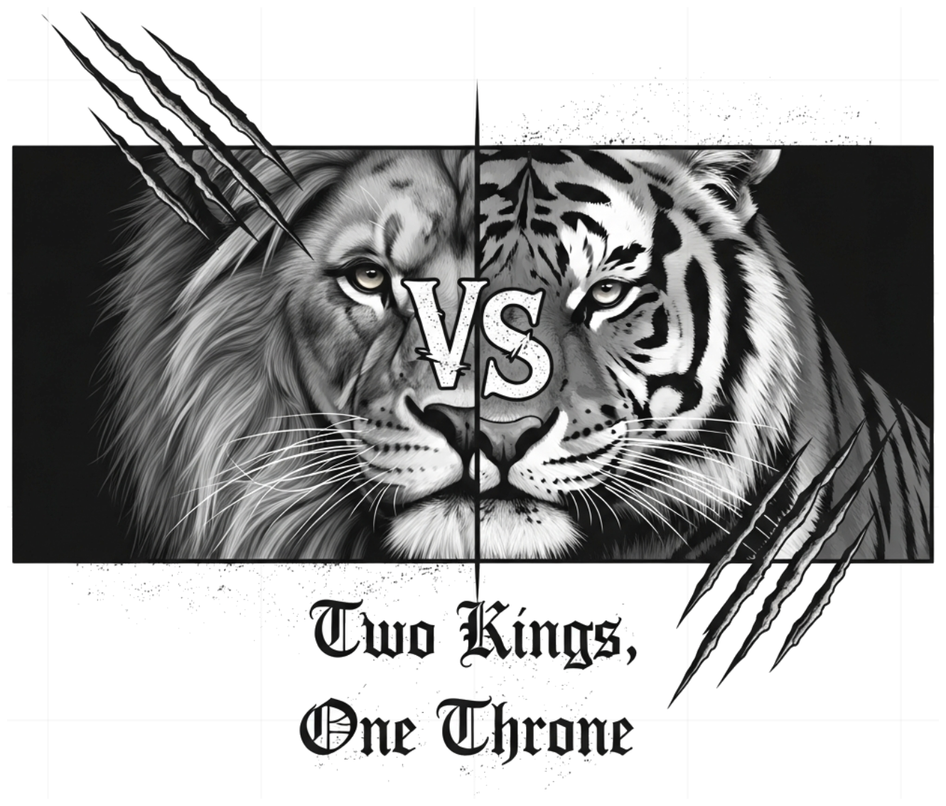 Áo Thun Nam Nữ Form Rộng Cotton Cao Cấp In Hình Sư Tử Hổ Two Kings One Throne Phong Cách Dark Art Tattoo Cực Chất Xu Hướng Streetwear 2024 - 290526-15-06-QJB