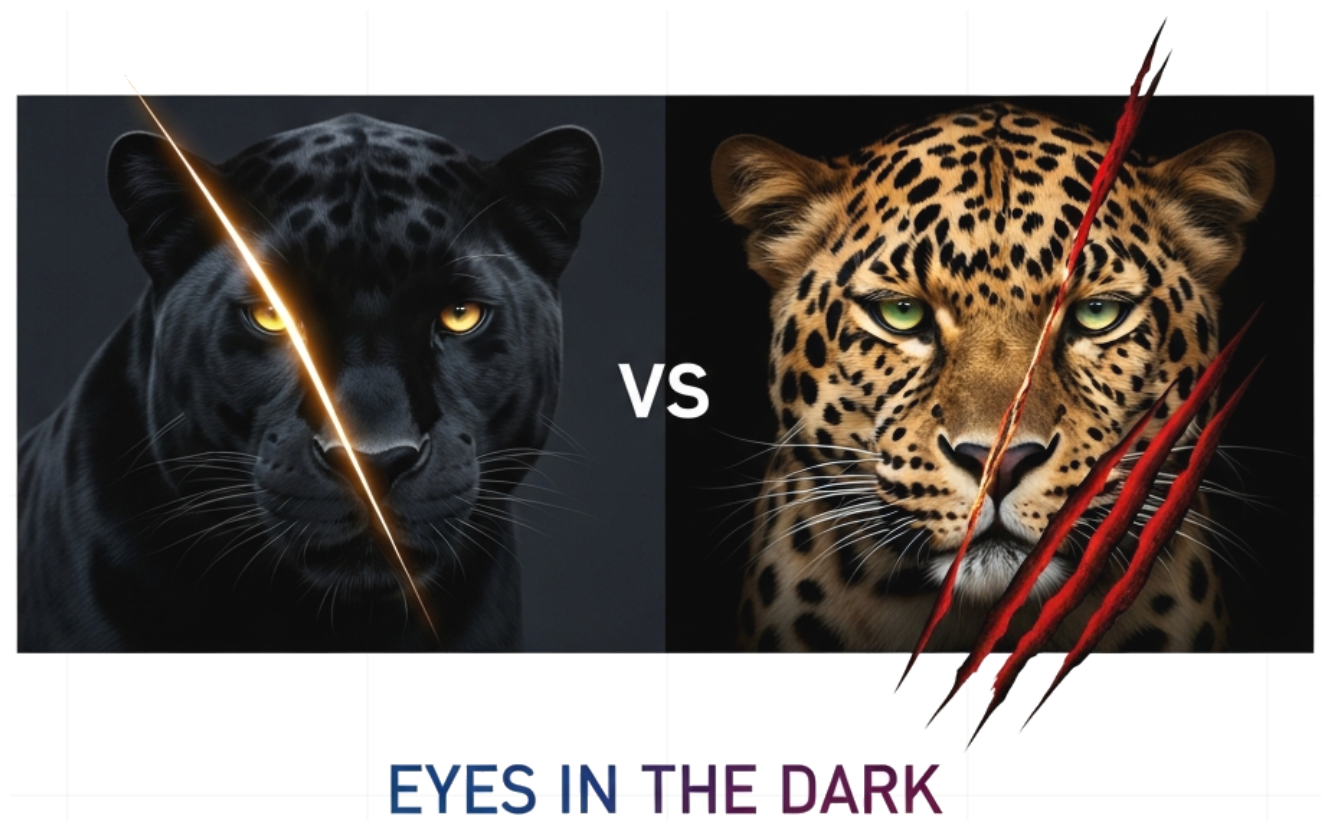 Áo Thun Trắng Unisex Design Báo Đen VS Báo Đốm Eyes In The Dark Neon Cyber-Glow Streetwear Cực Chất - 290526-15-21-AZA