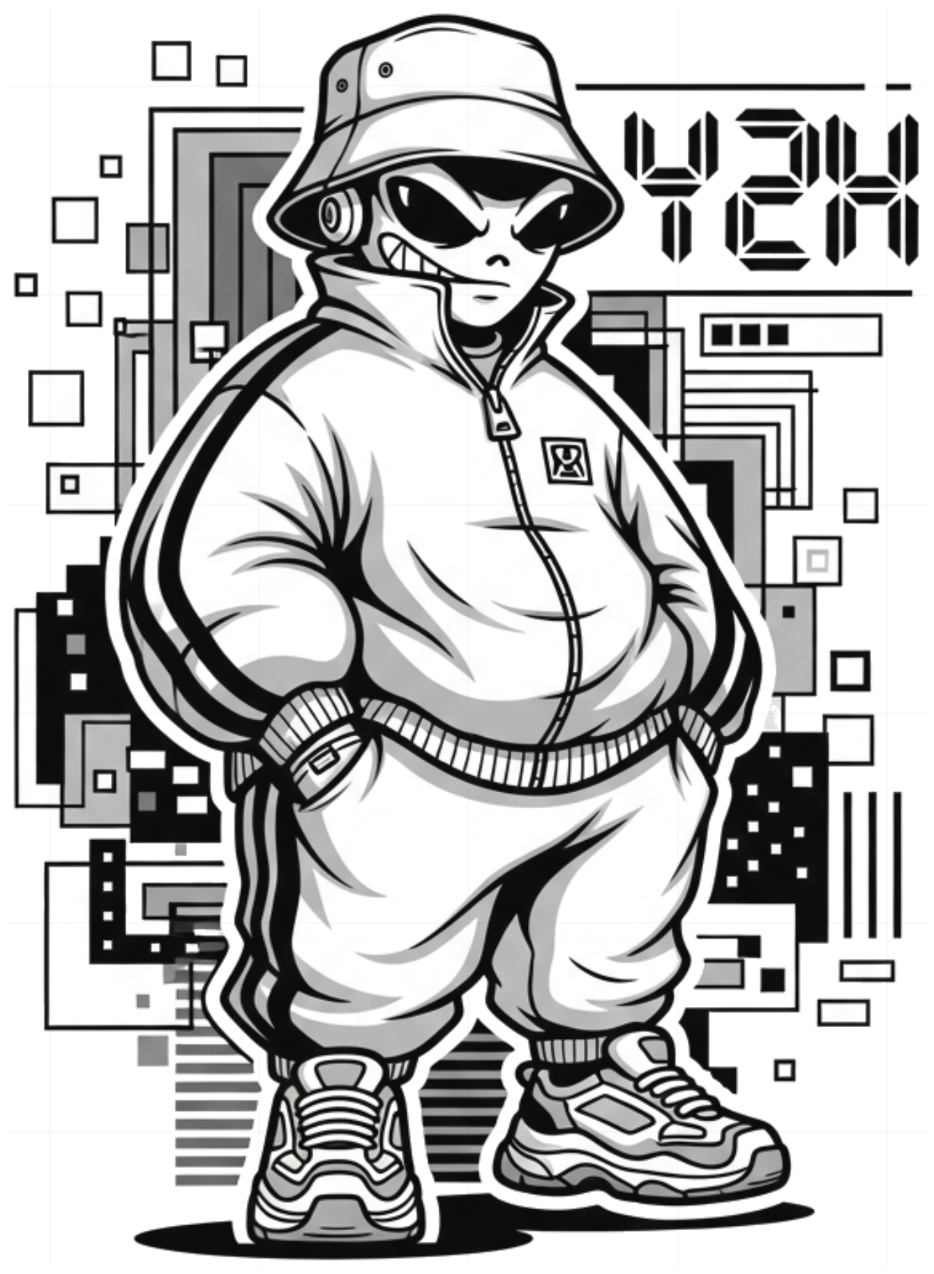 Áo Thun Đen Unisex Y2K Streetwear Mascot Design Cực Chất - Áo Phông Nam Nữ Form Rộng Cotton Co Giãn 4 Chiều Đi Chơi Du Lịch - 290526-15-33-DSM