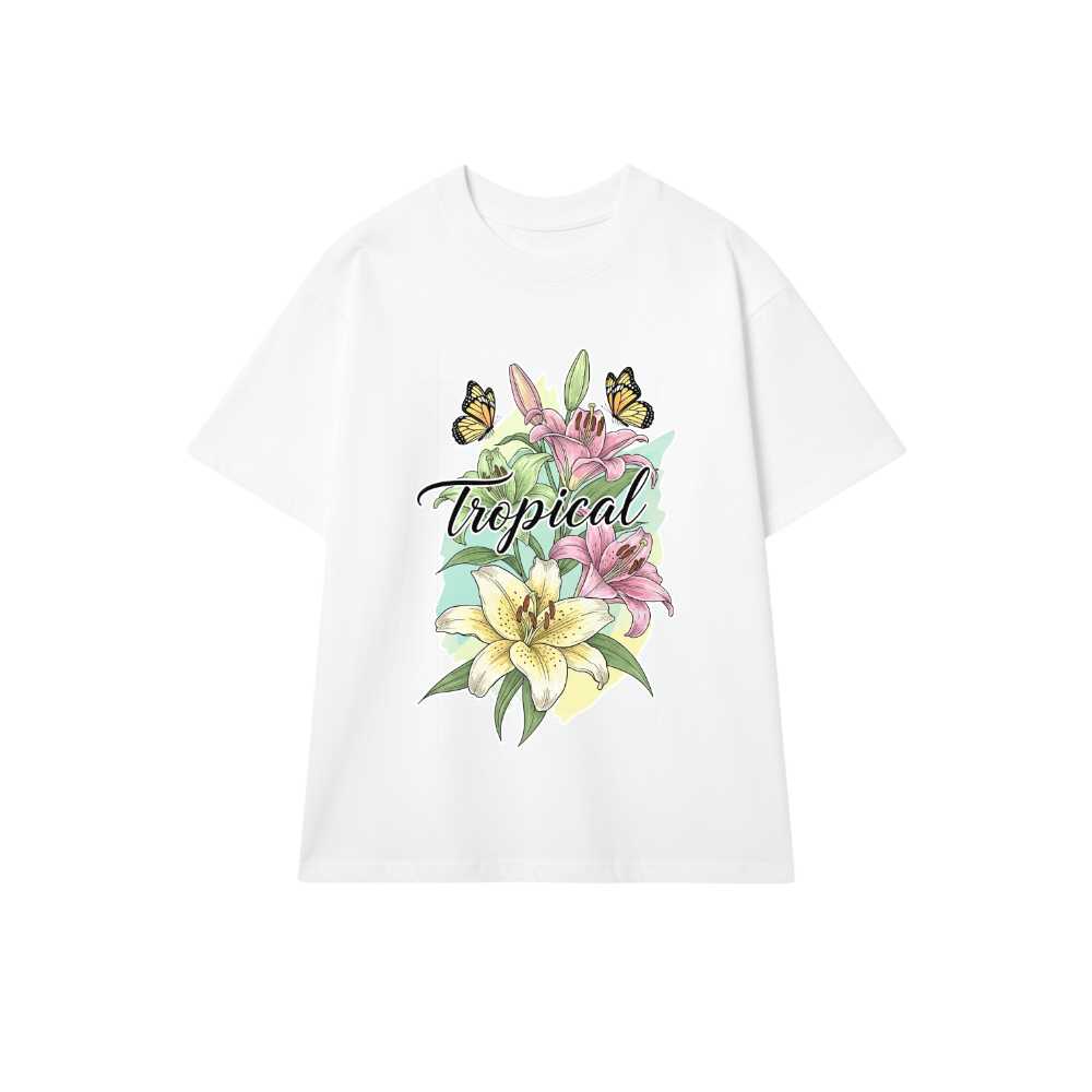 Áo Thun Trắng Họa Tiết Hoa Ly Tropical "Design" - 290526-16-11-TRK