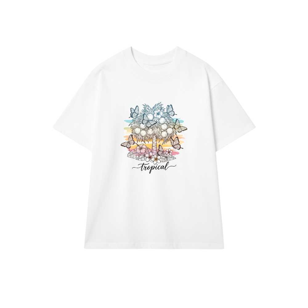 Áo Thun Unisex Form Rộng Trắng Tropical Design - Áo Phông Nam Nữ Đi Biển Du Lịch Cotton Cực Chất - 290526-17-01-MJT