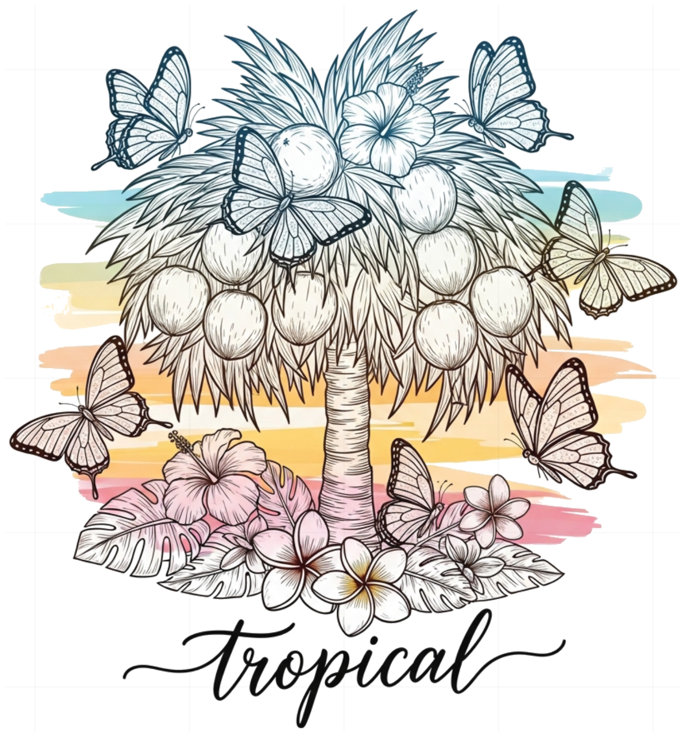 Áo Thun Unisex Form Rộng Trắng Tropical Design - Áo Phông Nam Nữ Đi Biển Du Lịch Cotton Cực Chất - 290526-17-01-MJT