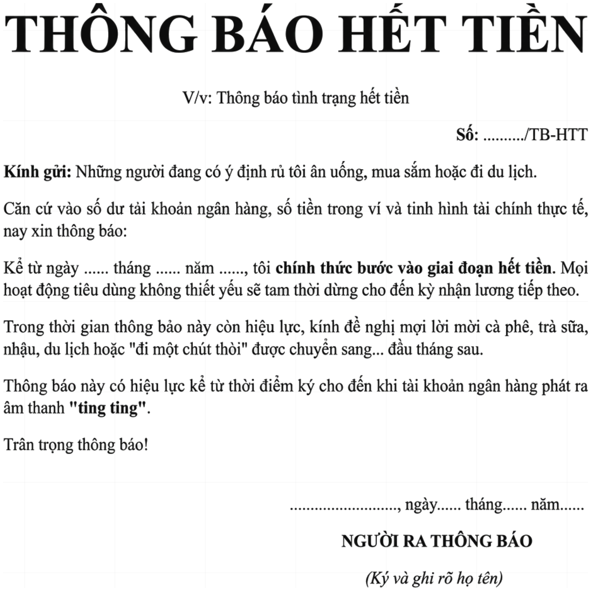 Áo Thun Unisex Trắng In Hình Notice Of Out Of Money Cực Chất Cotton Form Rộng - 290626-15-54-AGE