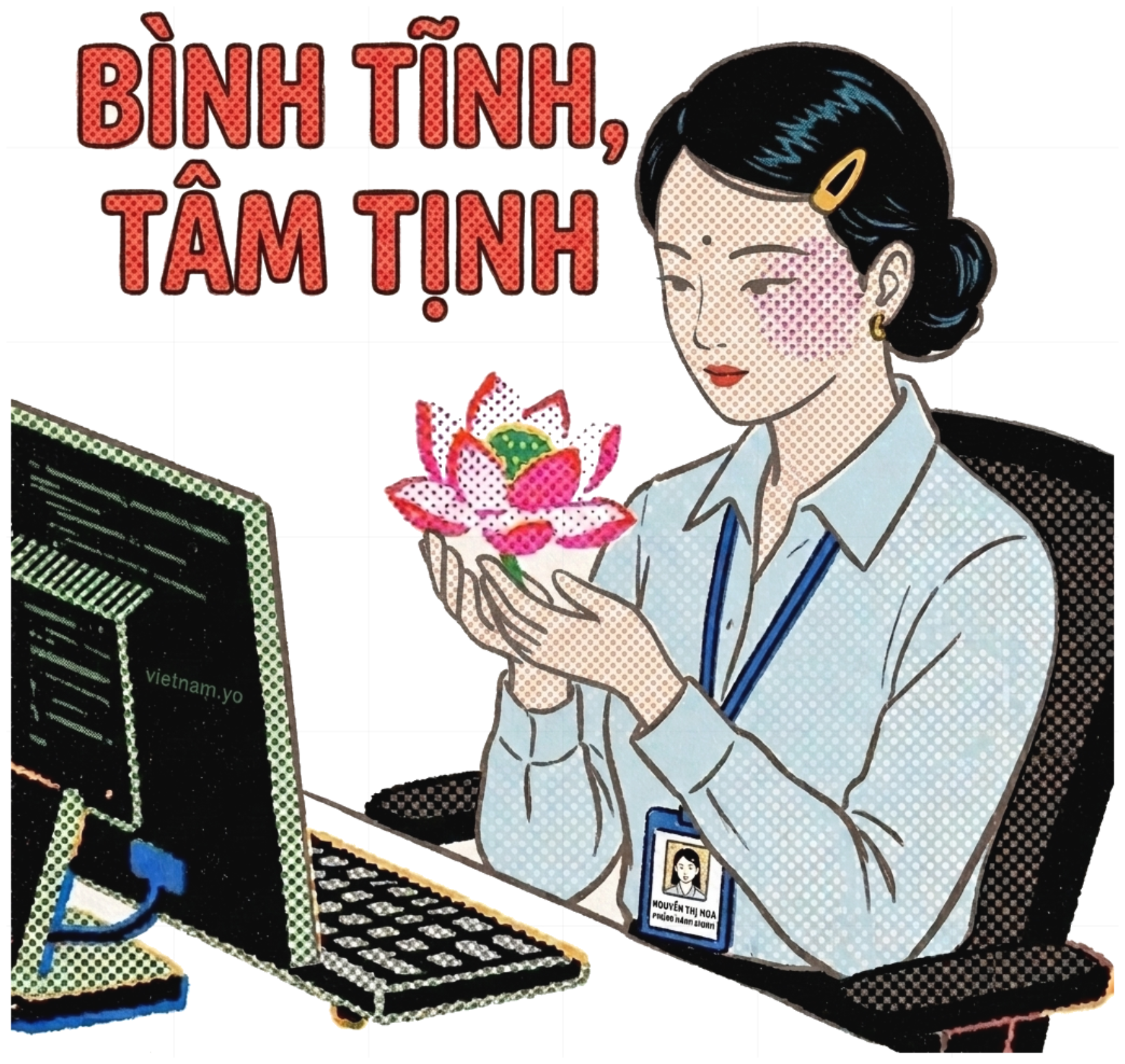 Áo Thun Bình Tĩnh Tâm Tịnh Retro Office Unisex Form Rộng vietnam.yo - 290826-08-59-SBL