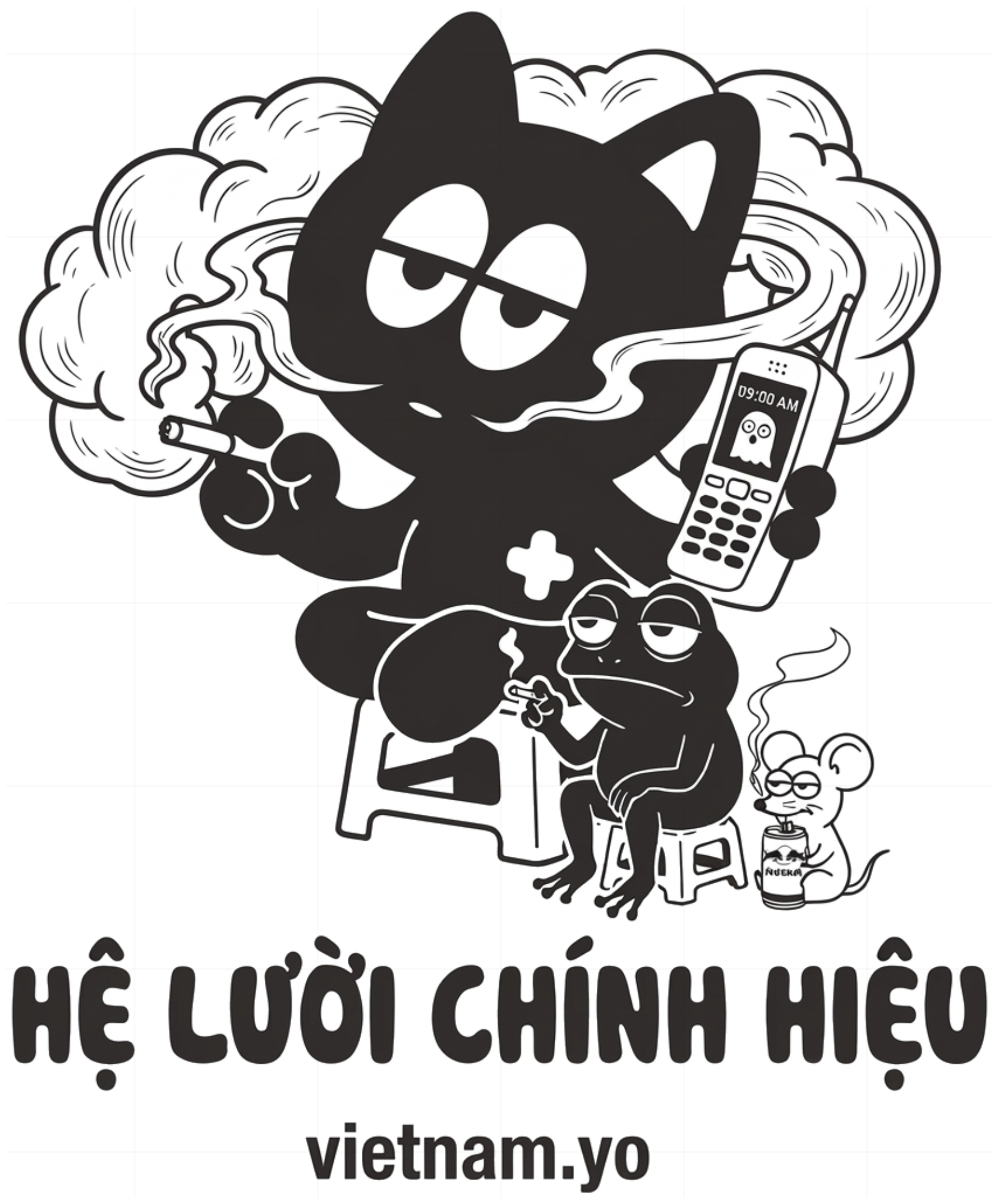 Áo Thun Hệ Lười Chính Hiệu Graphic Mèo Đen Retro Form Rộng Cotton vietnam.yo - 290826-09-52-VMR
