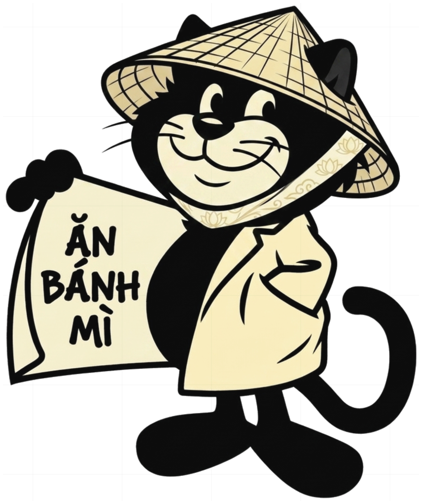 Áo Thun Mèo Đen Ăn Bánh Mì Đội Nón Lá Form Rộng Cotton vietnam.yo - 290826-09-59-MAS