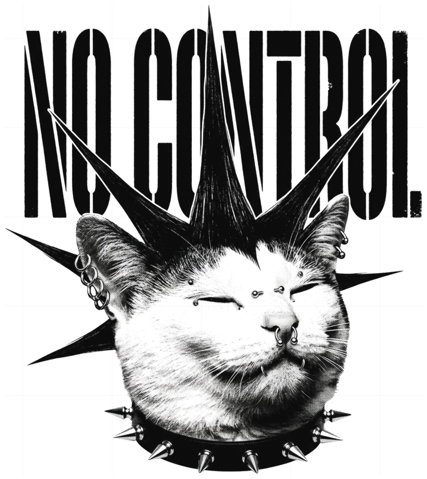 Áo Thun Unisex Streetwear Punk Rock Mèo No Control Oversize Phông Cotton Cao Cấp 290826-10-41-VYB