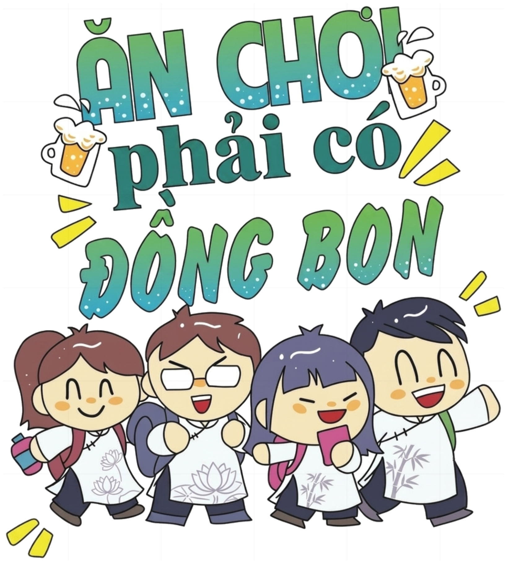 Áo Thun Ăn Chơi Phải Có Đồng Bọn Chibi Unisex Form Rộng Cotton vietnam.yo - 290826-11-01-DIG