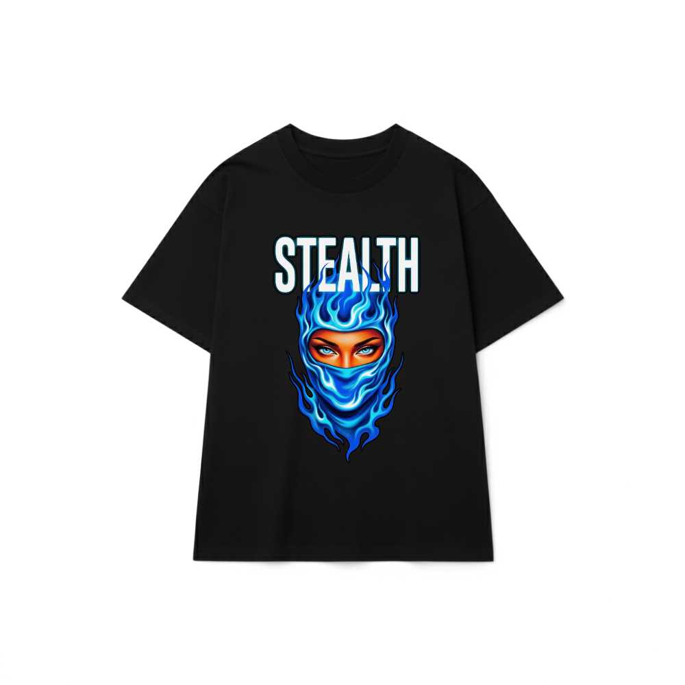 Áo Thun Streetwear STEALTH Assassin Ngọn Lửa Xanh Form Oversized Cotton 100% Unisex Cực Chất - 290826-11-01-PVS