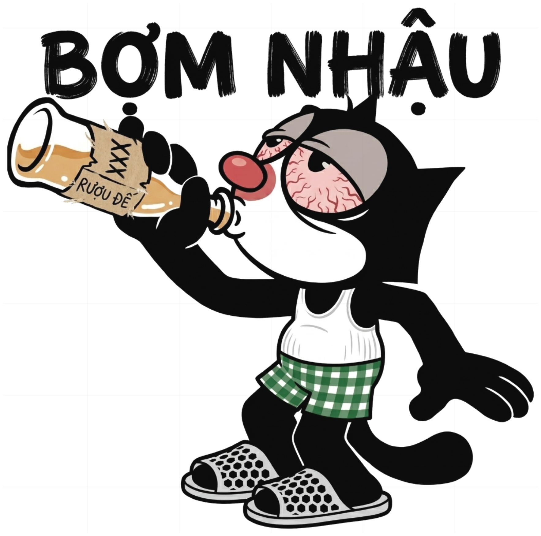 Áo Thun Mèo Bơm Nhậu Unisex Form Rộng Streetwear Vintage Cartoon vietnam.yo - 290926-14-50-JDH