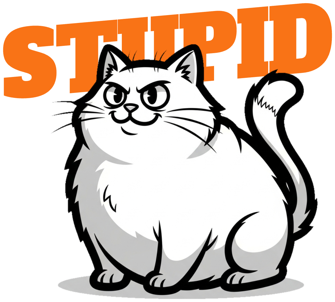 Áo Thun Màu Kem In Hình Mèo Béo Slogan Stupid - 300326-11-31-SYY