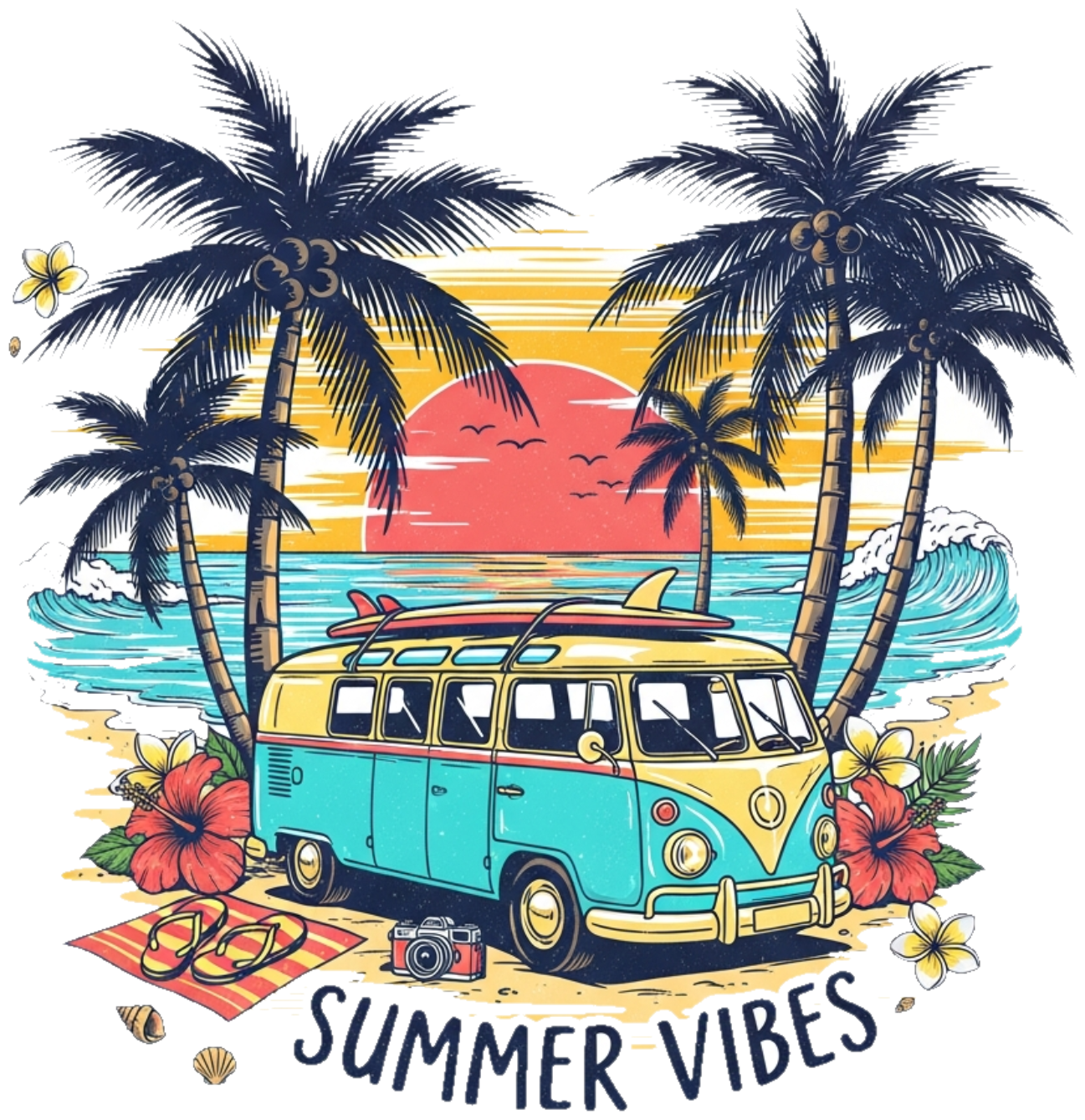 Áo Thun Trắng Summer Vibes Họa Tiết Tropical Hawaii - 300326-14-53-SGM