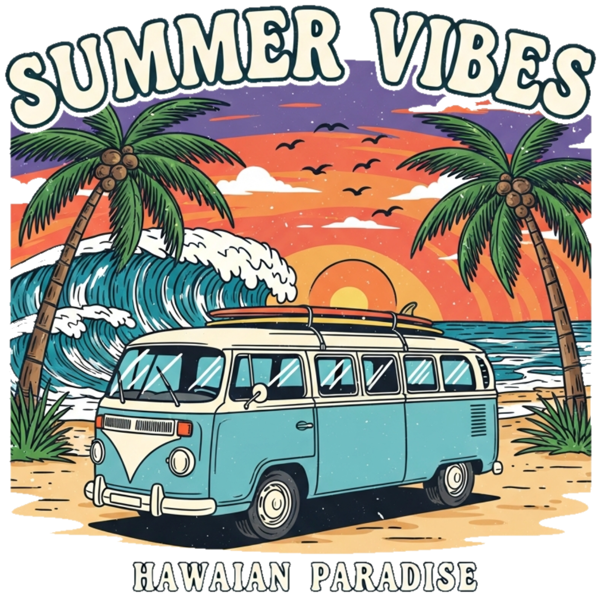 Áo Thun Kem Summer Vibes Hawaii Design - 300326-14-53-VKH