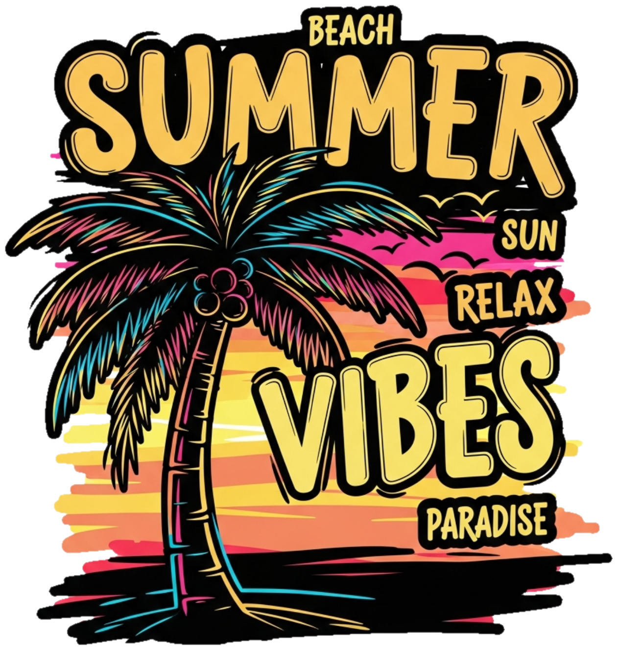 Áo Thun Kem Họa Tiết Cây Dừa Summer Vibes Design - 300326-15-16-QVF