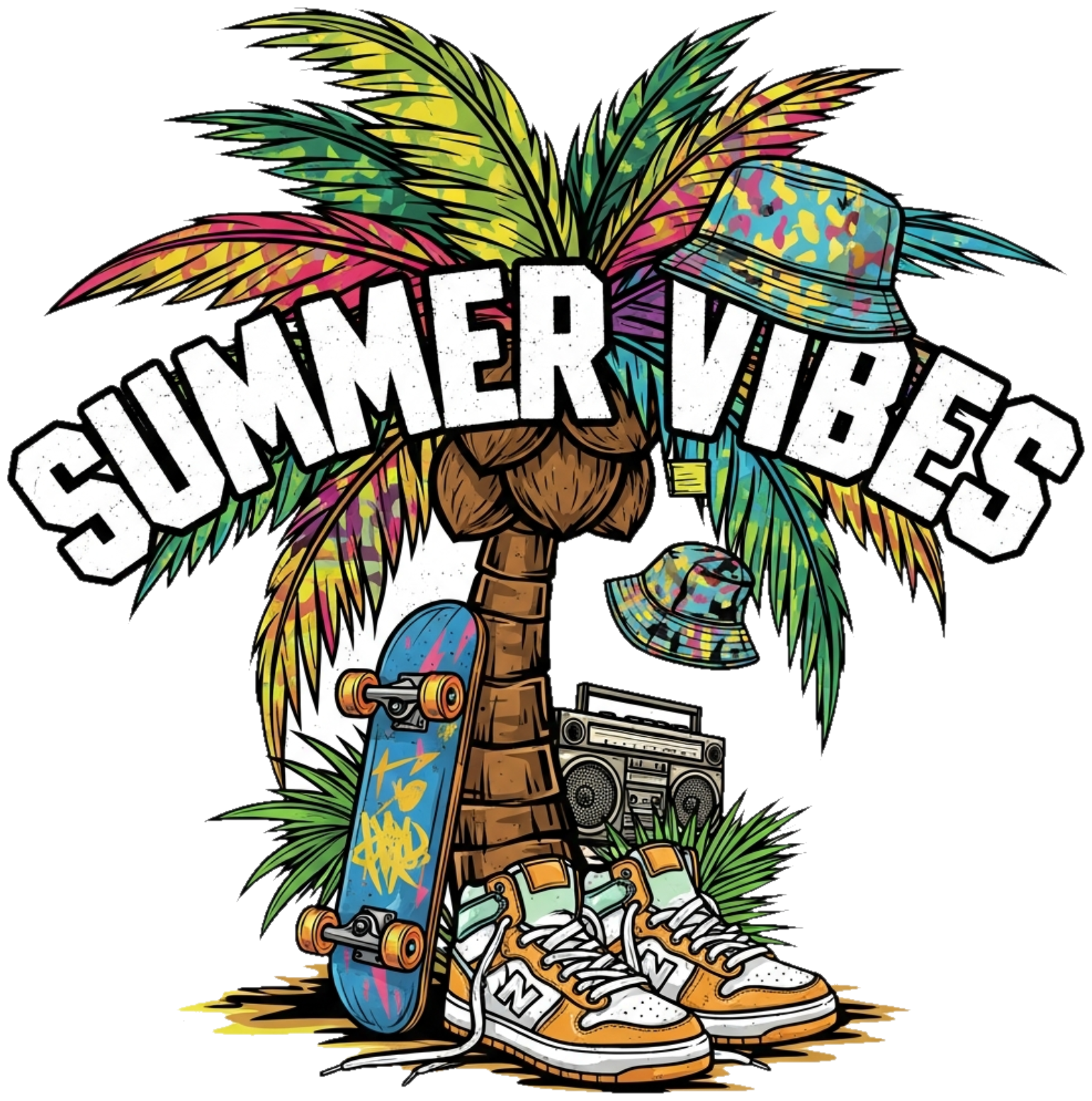 Áo Thun Trắng Summer Tropical Streetwear Design - 300326-15-57-DXB