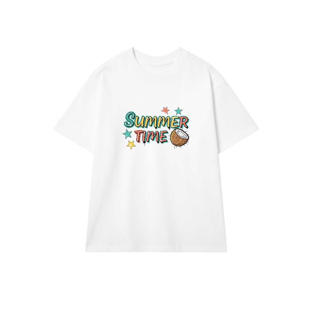 Áo Thun Unisex Màu Trắng In Chữ SUMMER TIME Style Y2K Bụi Bặm - Áo Phông Nam Nữ Cotton Form Rộng Đi Biển Du Lịch Cực Chất - 300526-14-03-OTC