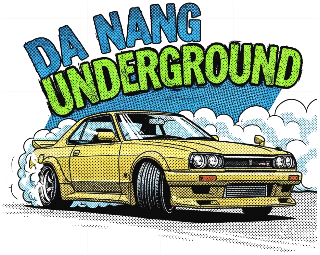 Áo Phông Unisex Màu Kem In Xe JDM Drift Da Nang Underground - Áo Thun Cotton Form Rộng Streetwear Nam Nữ Xu Hướng 2024 - 300526-15-14-DJN