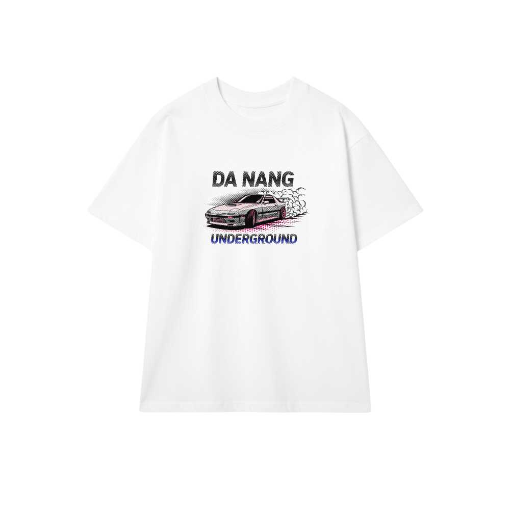 Áo Thun Unisex Trắng In Hình Xe JDM DA NANG UNDERGROUND Drift Nghệ Thuật - Áo Phông Nam Nữ Form Rộng Streetwear Cotton 100% Cực Chất 300526-15-14-MZI