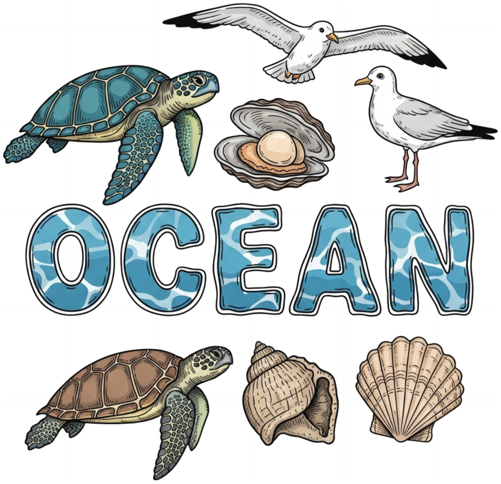 Áo Thun Trắng In Hình Ocean Sea Life Design - 300526-15-52-UMV