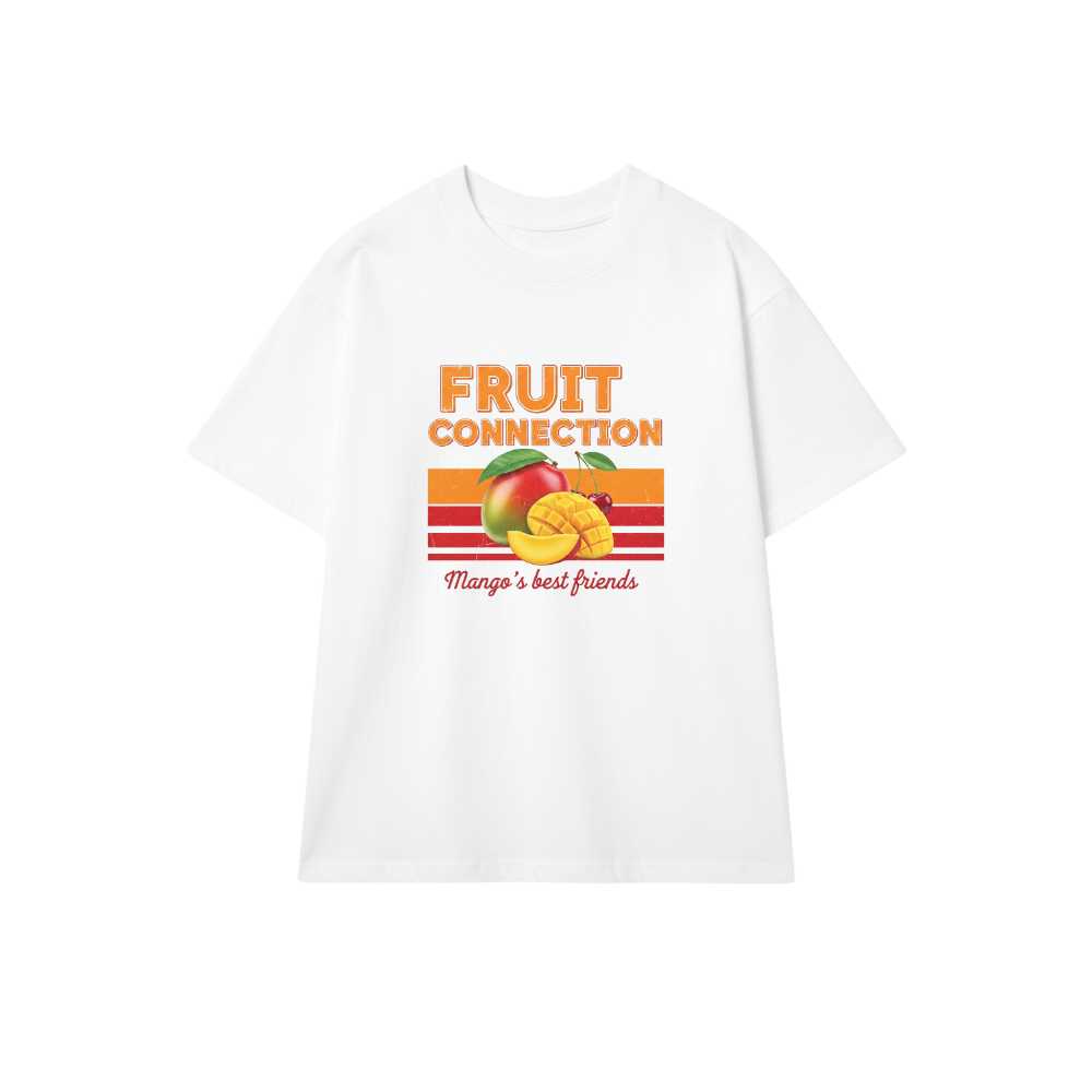 Áo Thun Unisex Form Rộng FRUIT CONNECTION Phong Cách Y2K Retro Mango - Áo Phông Trắng Cotton Local Brand Cực Chất Cho Nam Nữ - 300526-16-31-ICH