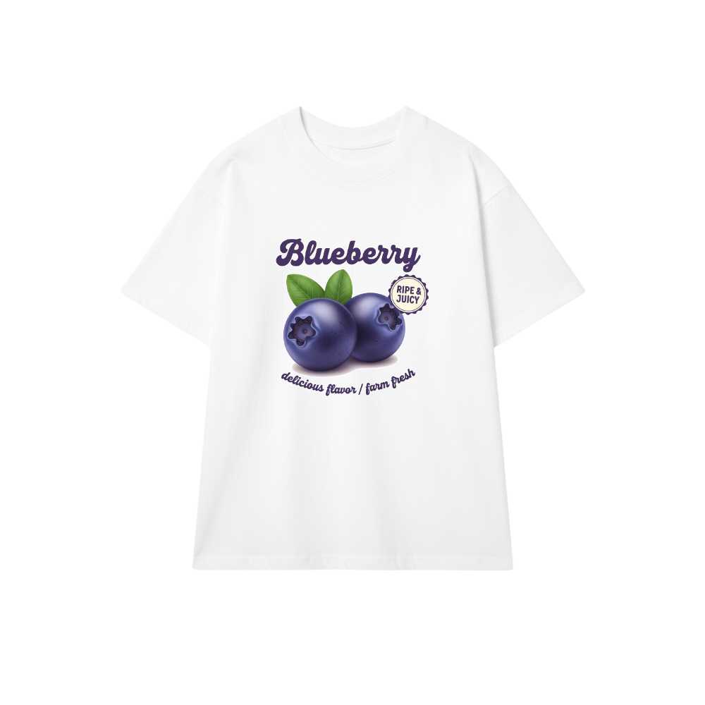 Áo Thun Trắng Unisex Form Rộng Cotton 100% In Hình Blueberry Vintage Y2K - Áo Phông Nam Nữ Style Hàn Quốc Đi Chơi Du Lịch Cực Chất - 300526-16-43-MZZ