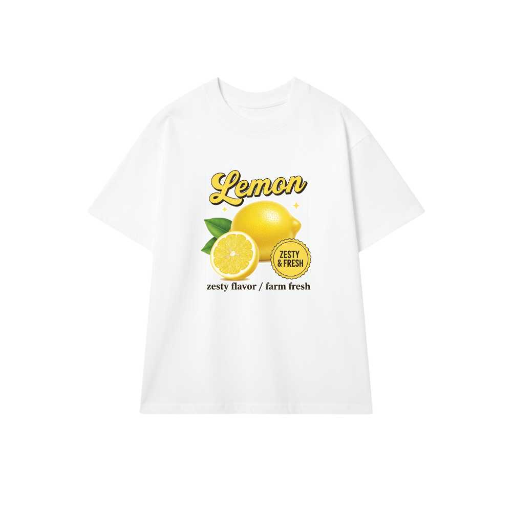 Áo Thun Unisex Trắng In Hình Lemon Vintage Retro Y2K - Áo Phông Cotton Form Rộng Trendy Cho Nam Nữ Đi Chơi Du Lịch - 300526-16-48-ZJT