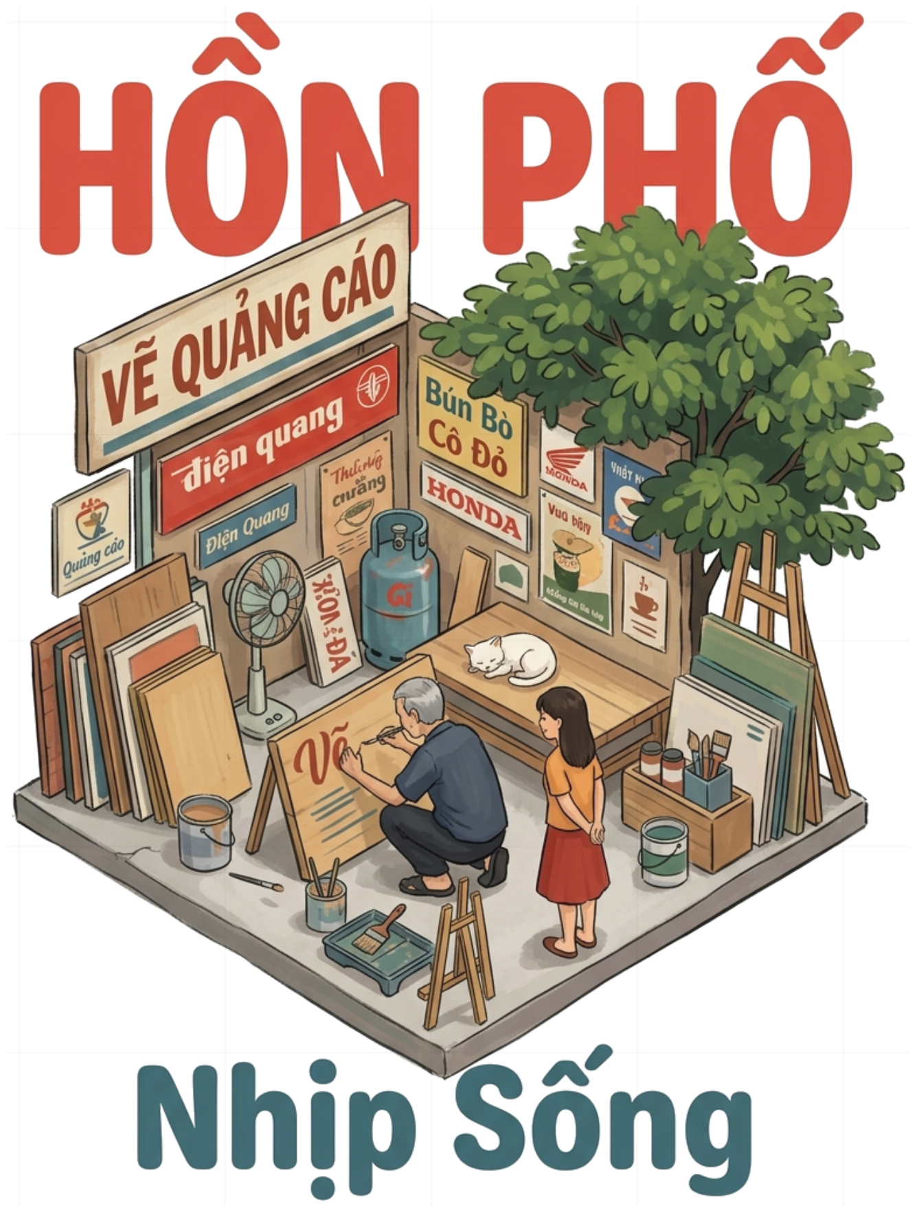 Áo Thun Trắng Hồn Phố Nhịp Sống - Áo Phông Vintage Việt Nam Cotton Unisex Form Rộng - 300726-11-15-DAB
