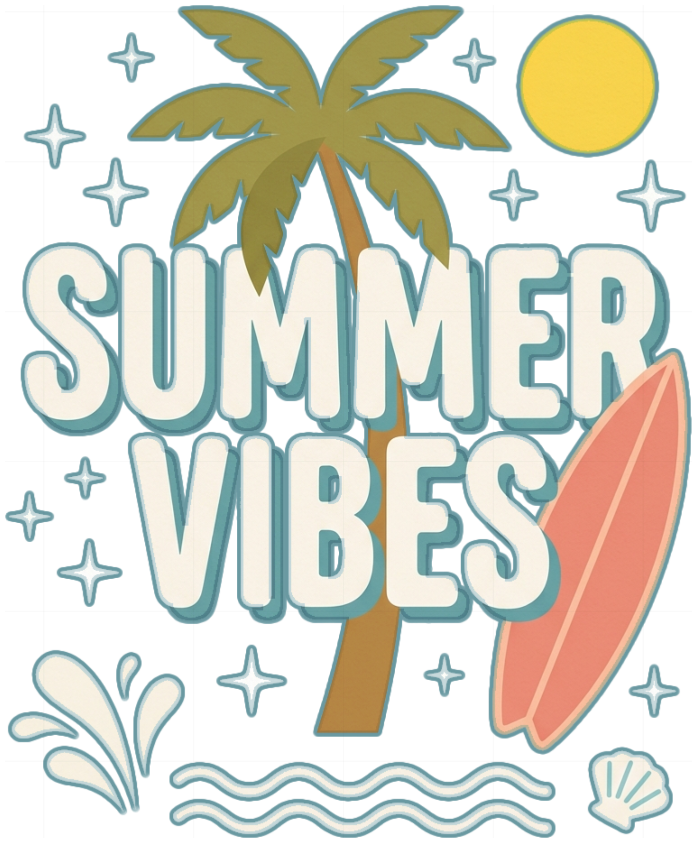 Áo Thun Trắng Summer Vibes Retro Coastal Cotton Unisex Form Rộng Đi Biển Cực Chất - 300726-16-58-IDS