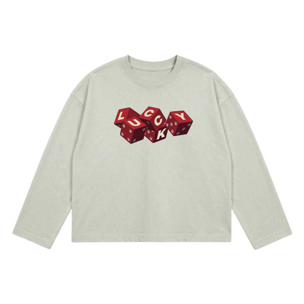 Áo Thun Dài Tay Unisex Streetwear LUCKY Dice Phong Cách Vintage Oversize Cotton - 300926-12-00-RRM