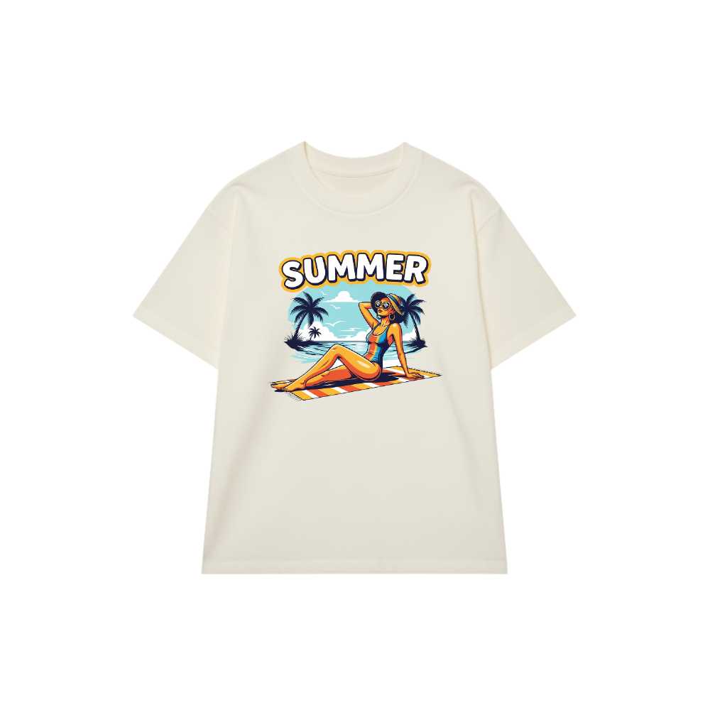 Áo Thun Màu Kem In Hình Summer Design Sành Điệu - 310326-15-20-GHO