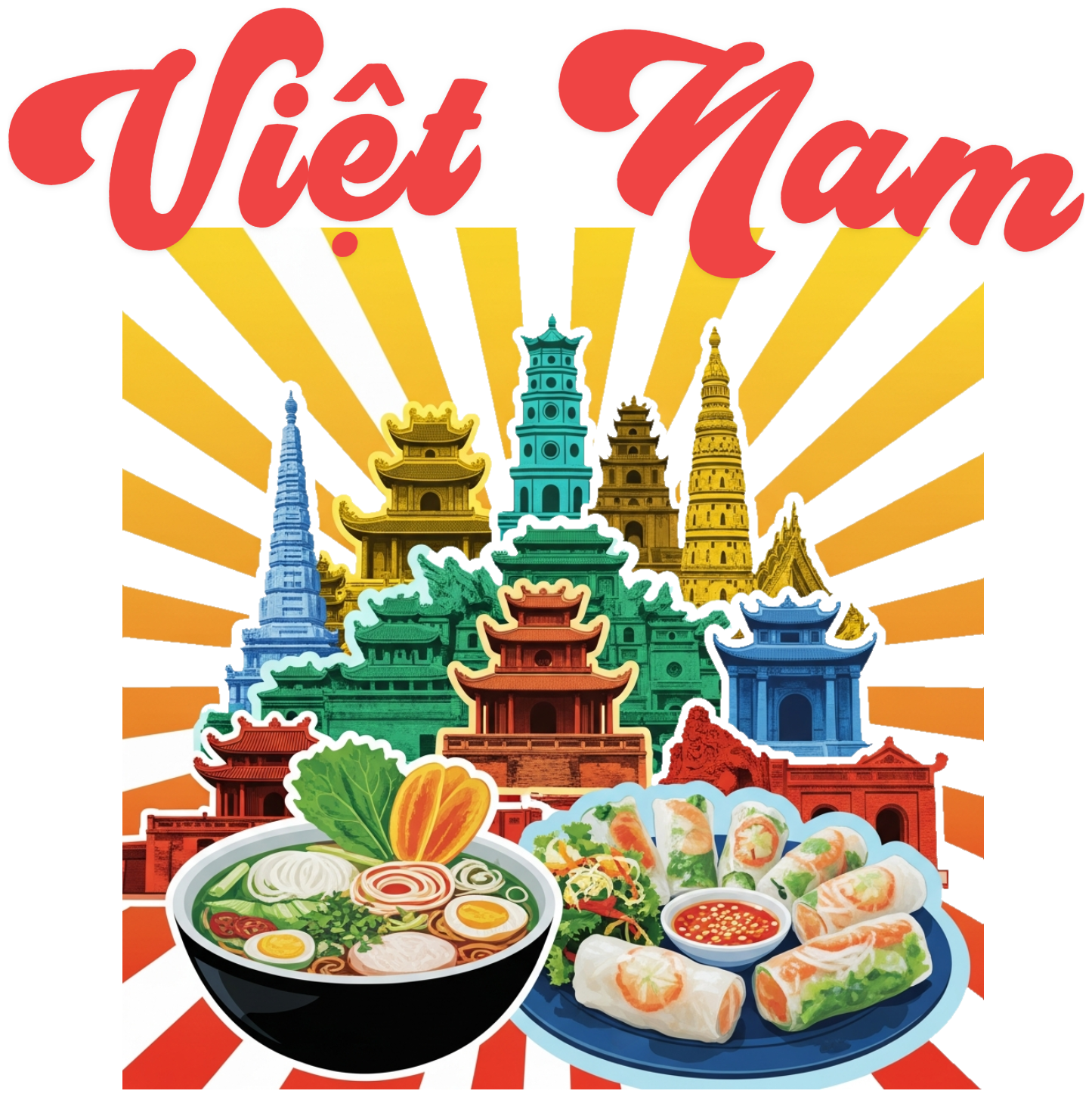 Áo Thun Việt Nam Đồ Họa Landmarks Phối Màu Hiện Đại - 010426-14-36-QRU