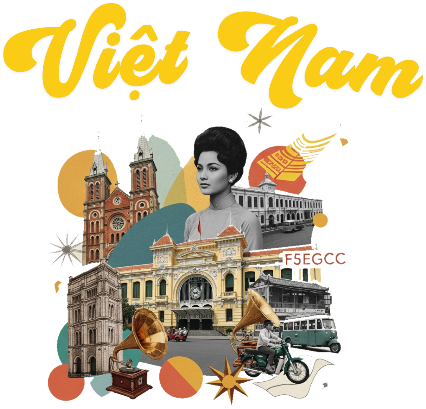 Áo Thun Việt Nam Đỏ Thiết Kế Saigon Retro Vintage - 010426-15-21-SWO