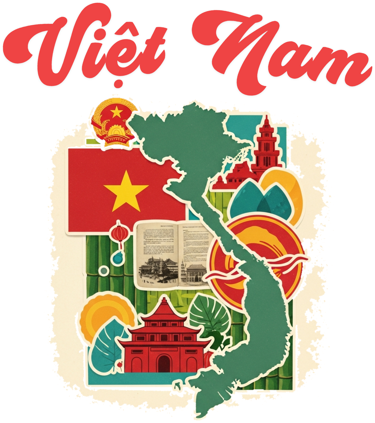 Áo Thun Việt Nam Phong Cách Collage Retro Độc Đáo - 010426-16-04-SQH