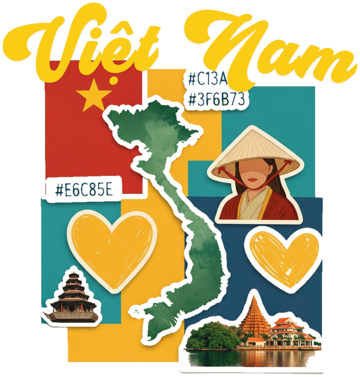 Áo Thun Đen Việt Nam Nghệ Thuật Collage Art - 010426-16-08-WYS