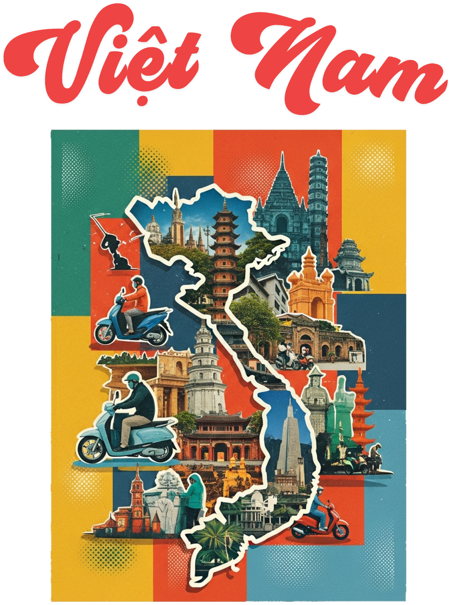 Áo Thun Việt Nam Retro Collage Streetwear Độc Đáo - 010426-16-30-BVP