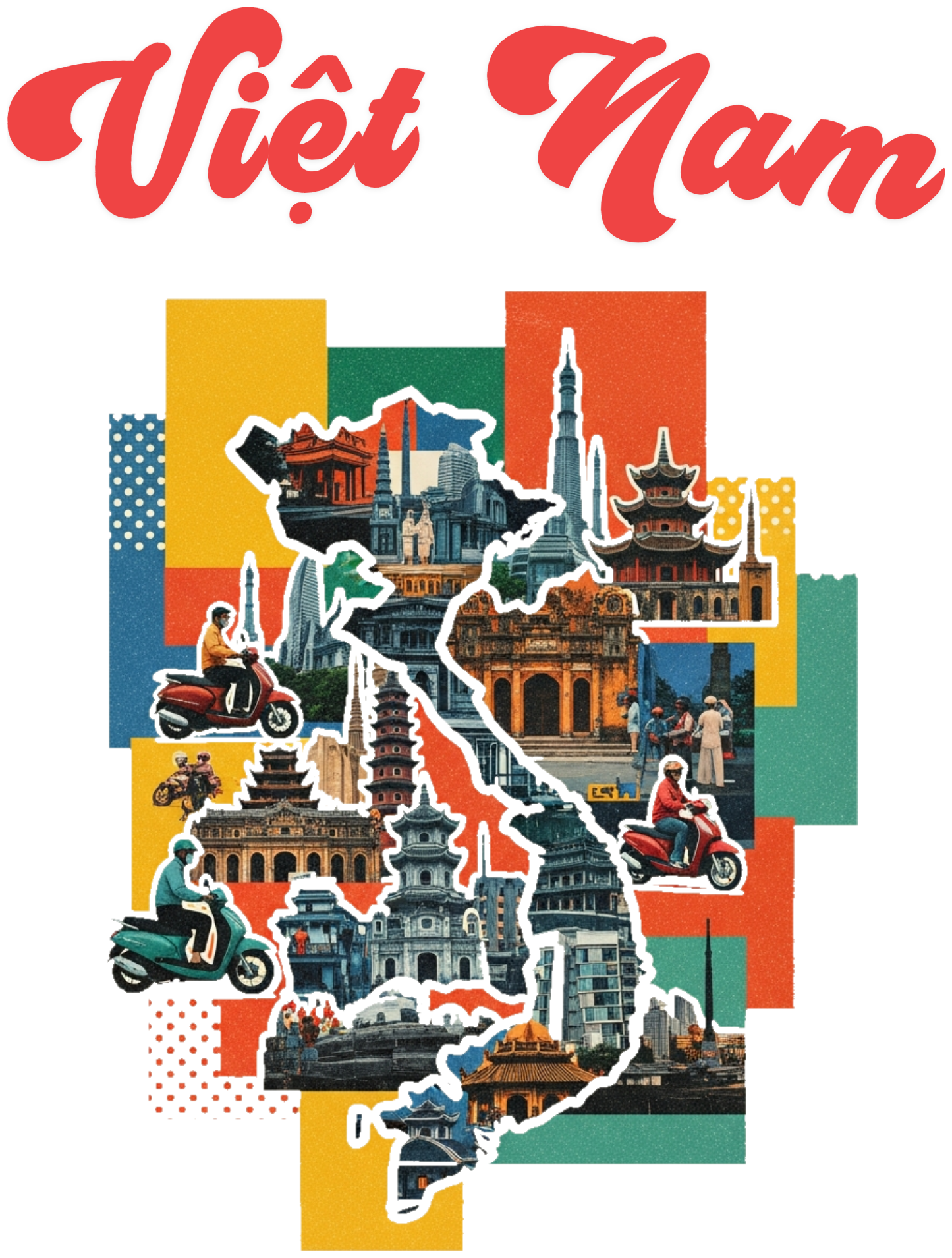 Áo Thun Trắng In Hình Việt Nam Retro Streetwear Độc Đáo - 010426-16-30-IAT