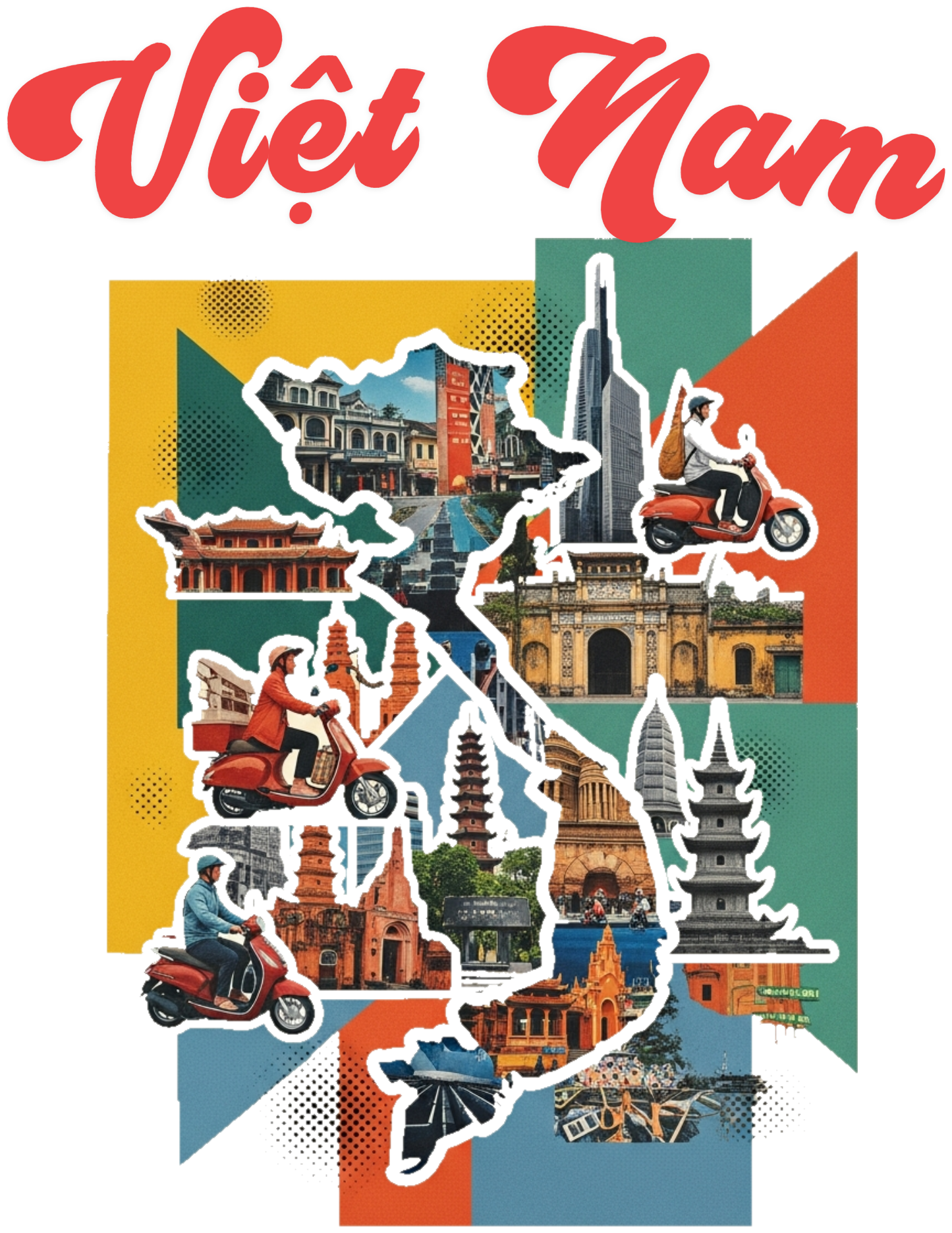 Áo Thun Việt Nam Retro Streetwear Phong Cách Collage - 010426-16-35-WFQ