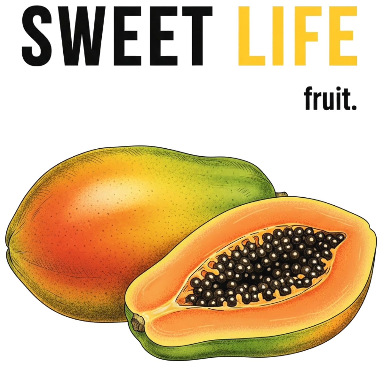 Áo Thun Unisex Màu Kem In Hình Đu Đủ Sweet Life Fruit - Áo Phông Tay Lỡ Form Rộng Cotton 100% Streetwear Xu Hướng 2024 - 010626-14-14-OPC