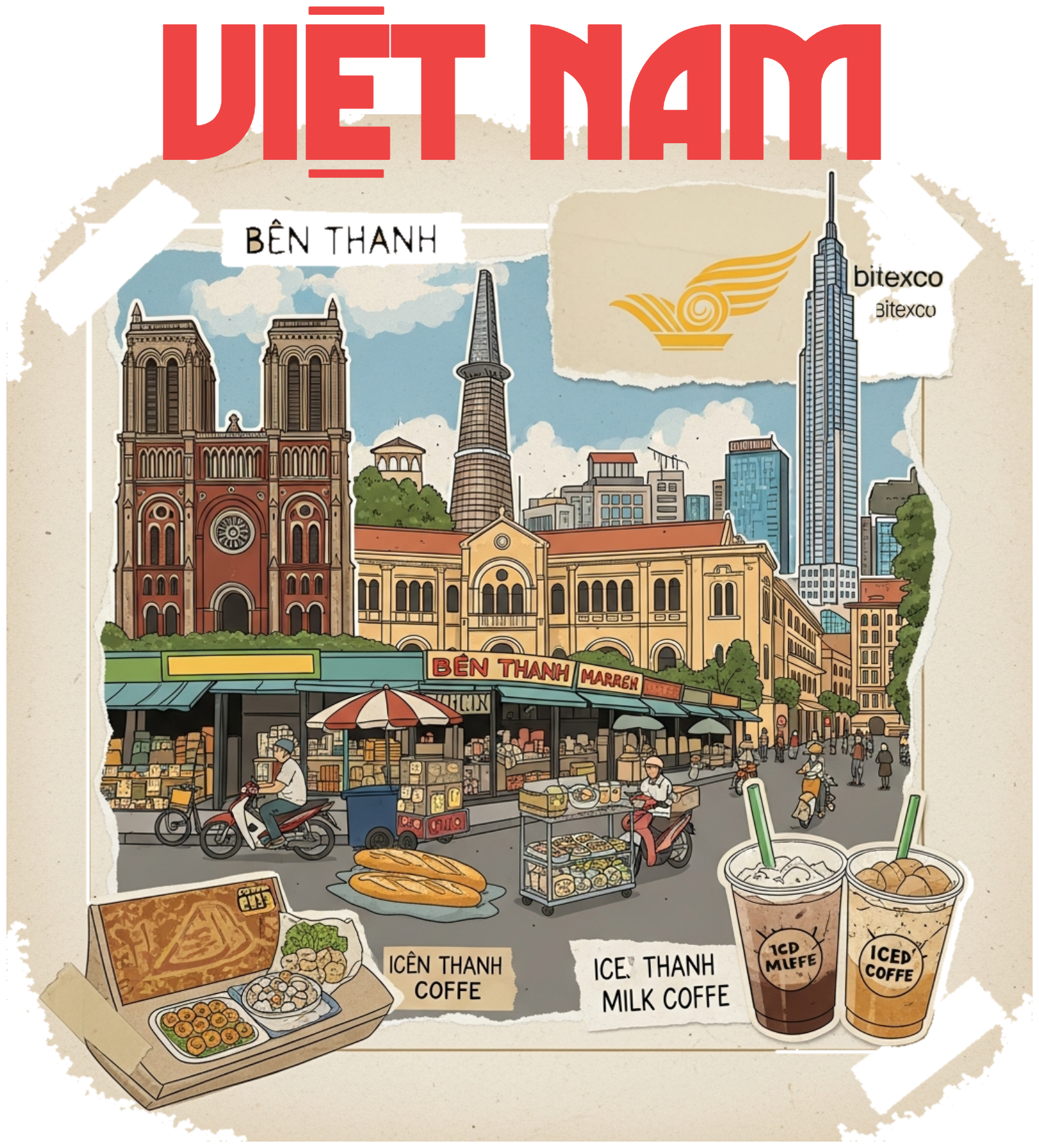 Áo Thun Màu Kem In Hình Sài Gòn Vintage Việt Nam - 020426-14-46-QJF