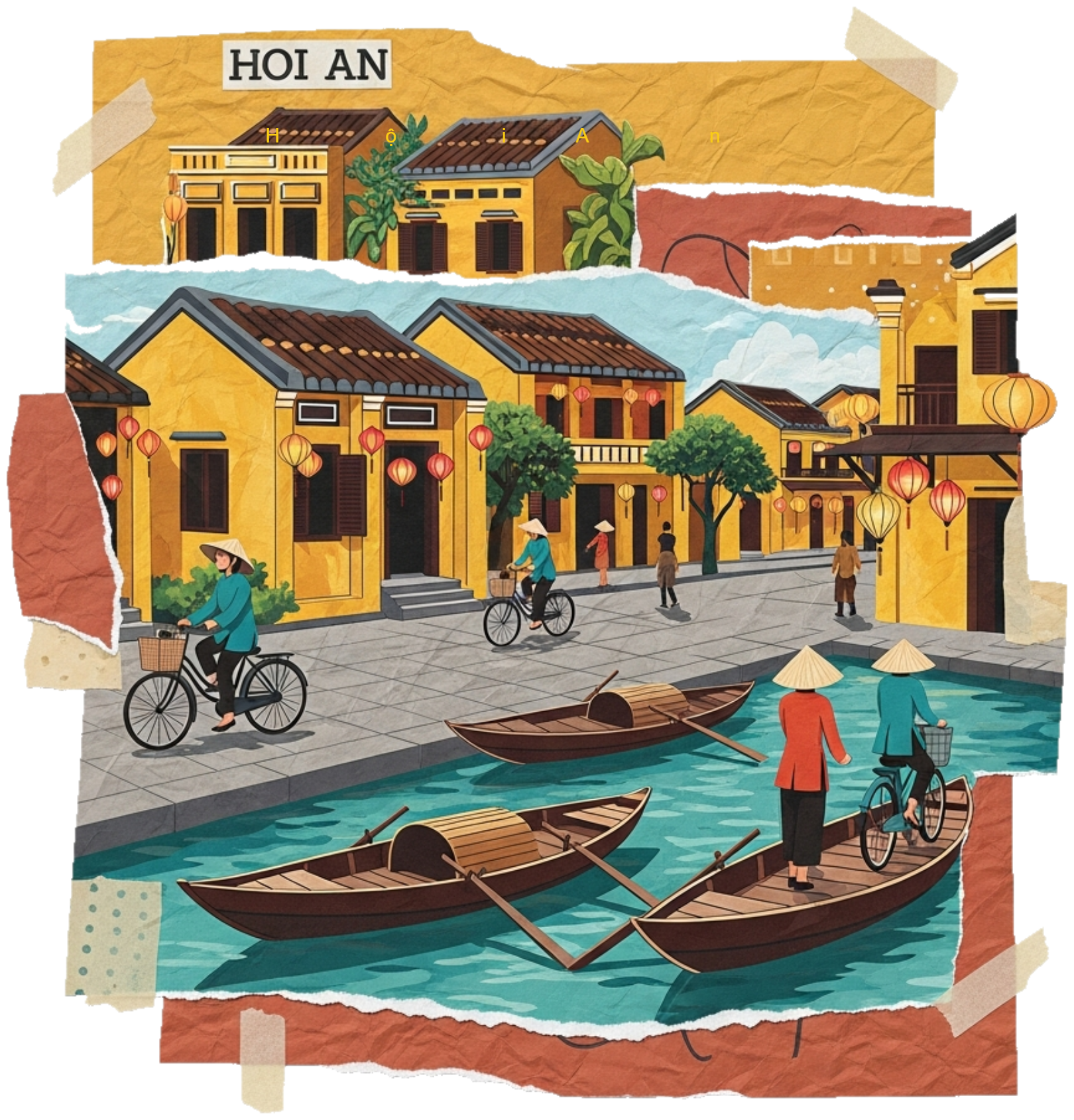 Áo Thun Trắng Hội An Nghệ Thuật Vintage Paper Collage - 020426-15-18-SES