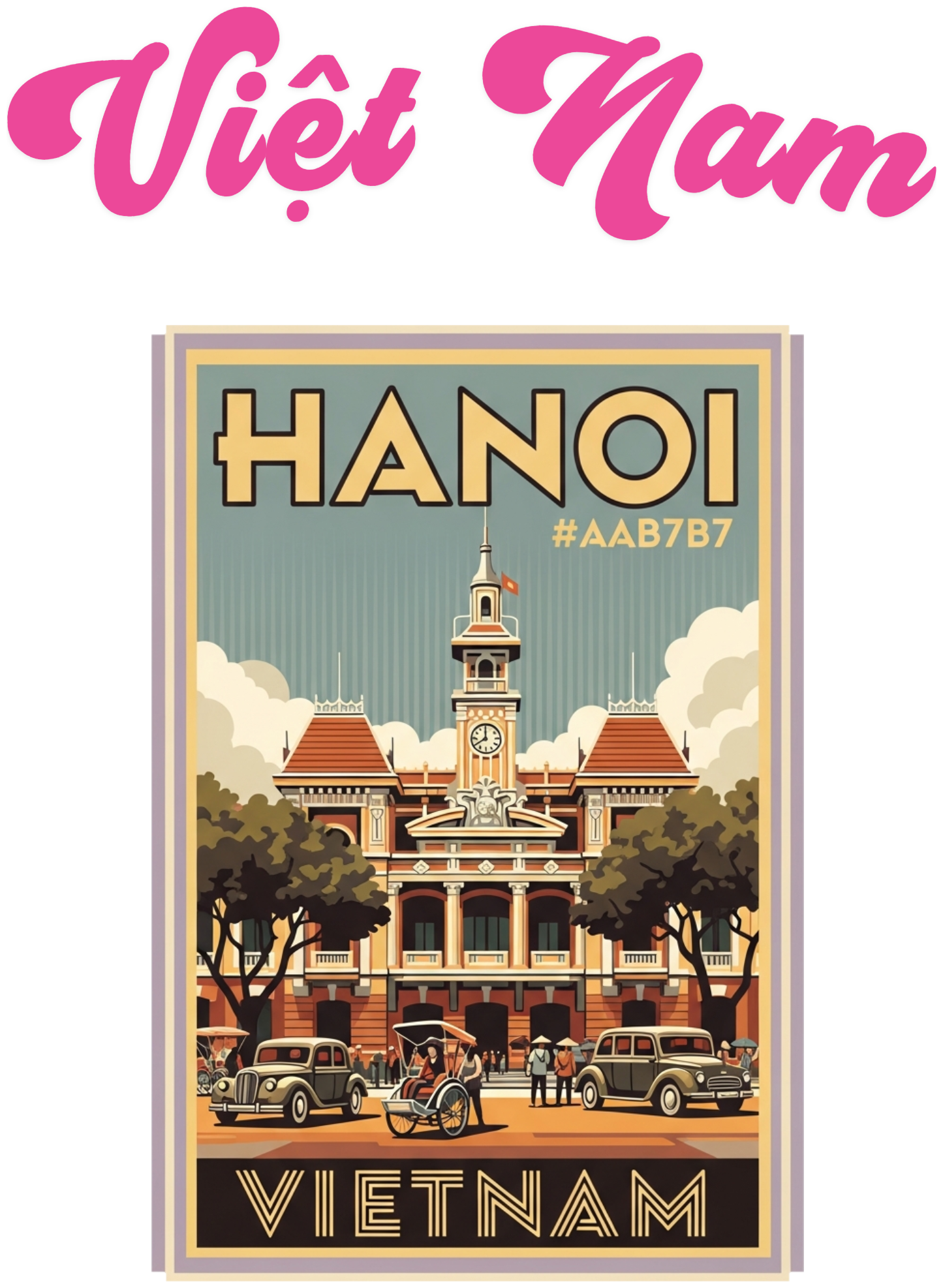 Áo Thun Trắng Retro Hanoi Vietnam Phong Cách Indochine - 030426-15-14-VKX