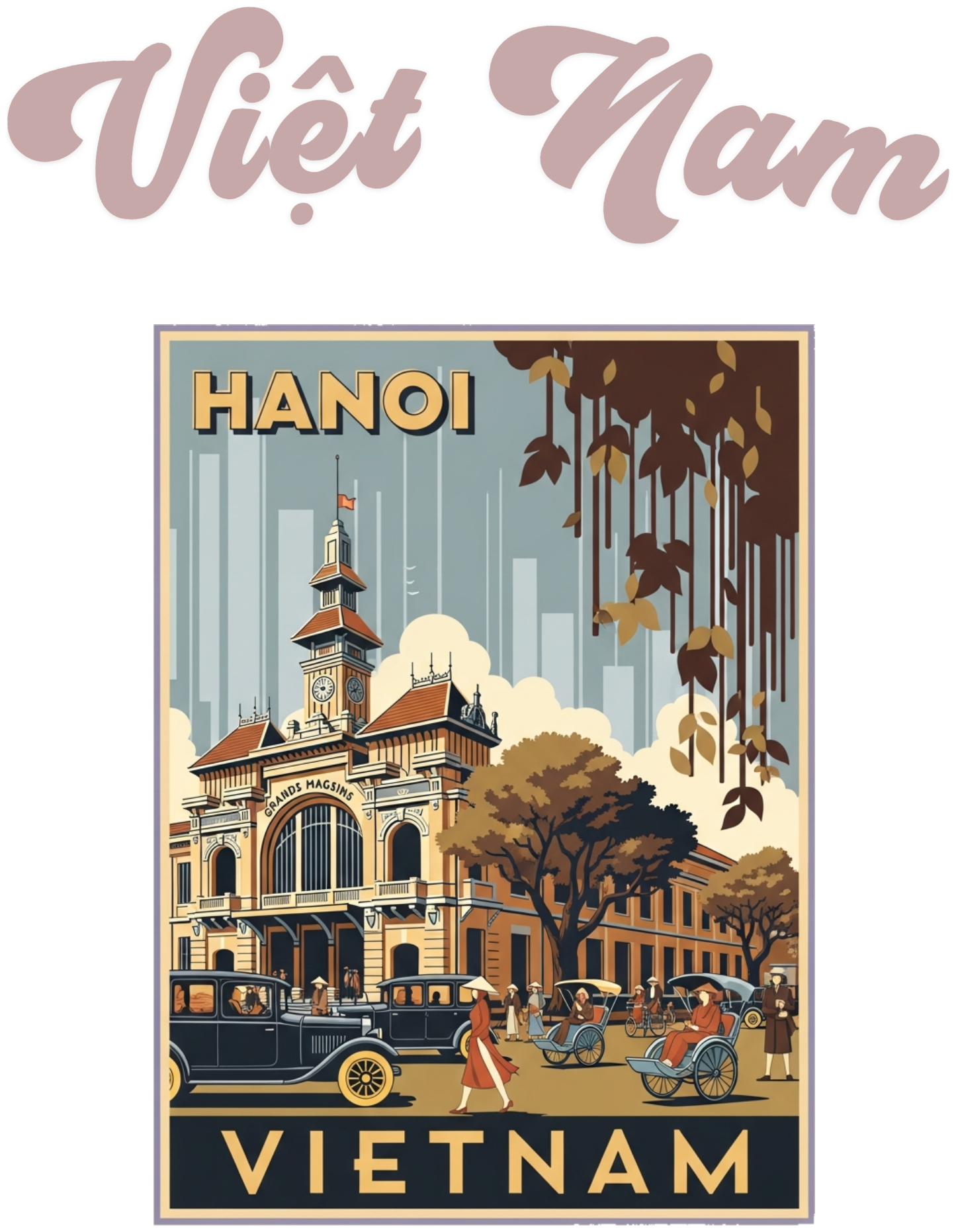 Áo Thun Đen Hanoi Vietnam Retro Art Deco Vintage - 030426-15-20-FAG