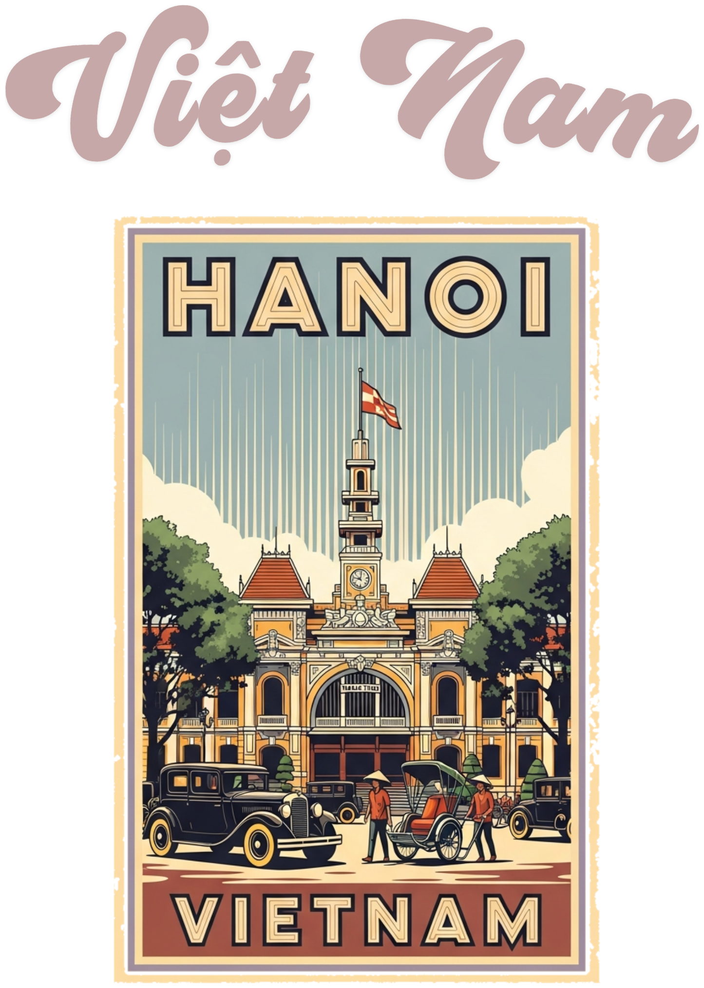 Áo Thun Đen Retro Hanoi Vietnam Phong Cách Indochine - 030426-15-20-SGQ