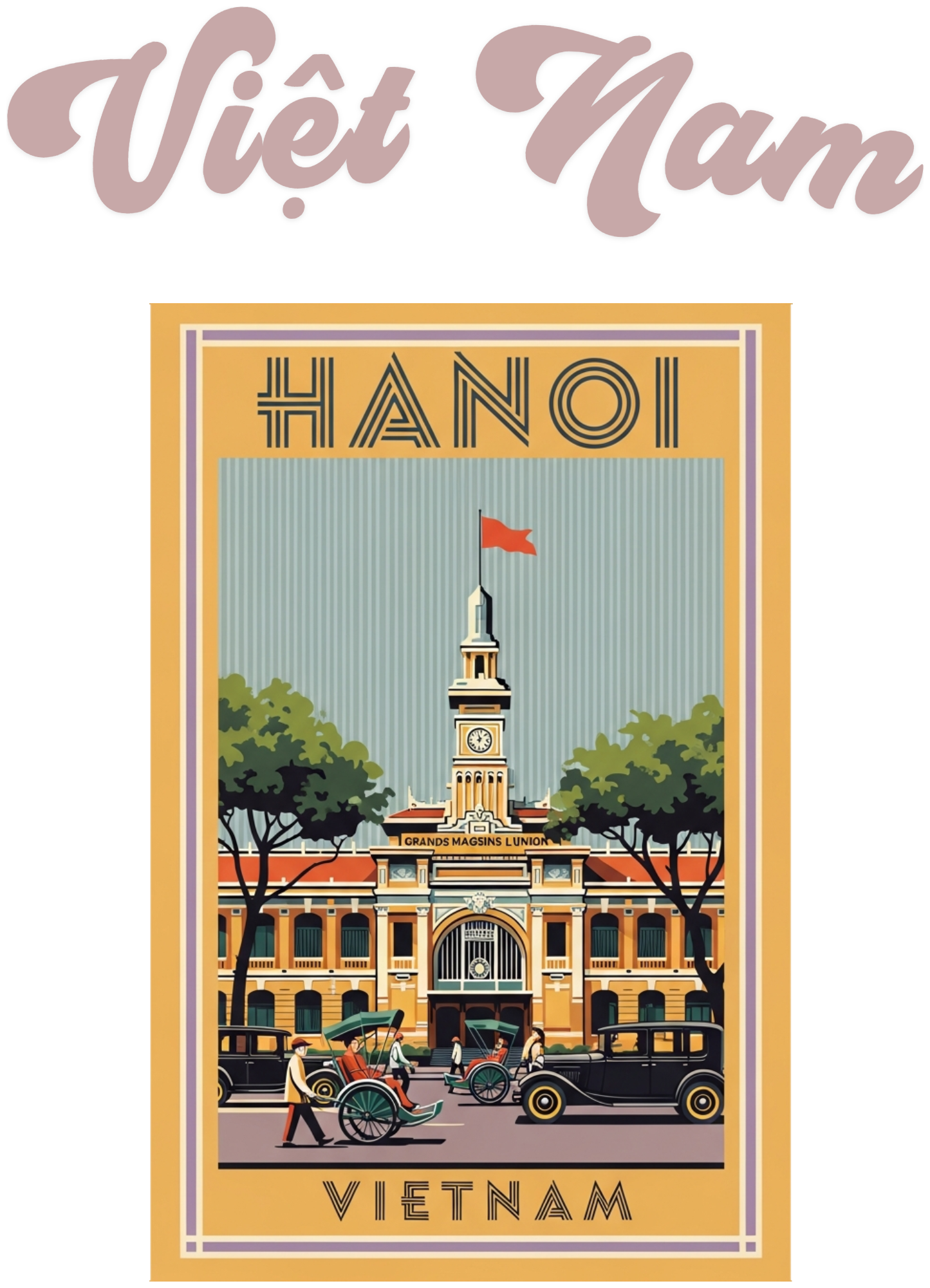 Áo Thun Đen Hanoi Vietnam Phong Cách Retro Indochine - 030426-15-20-ZUP