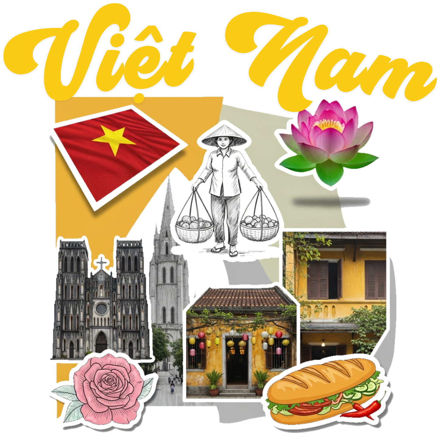 Áo Thun Đen In Hình Việt Nam Collage Art Độc Đáo - 030426-16-38-VIP