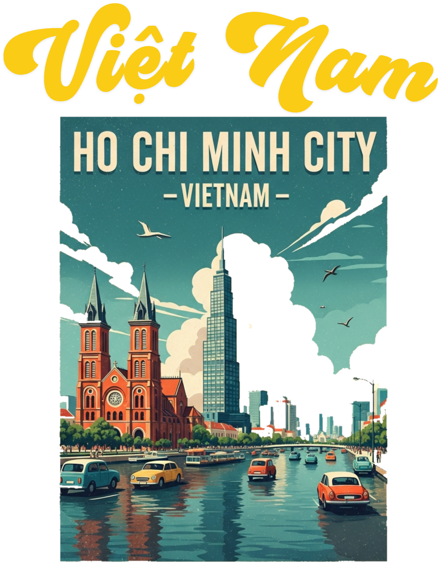 Áo Thun Trắng In Hình Sài Gòn Vintage Việt Nam - 030426-17-24-AKU