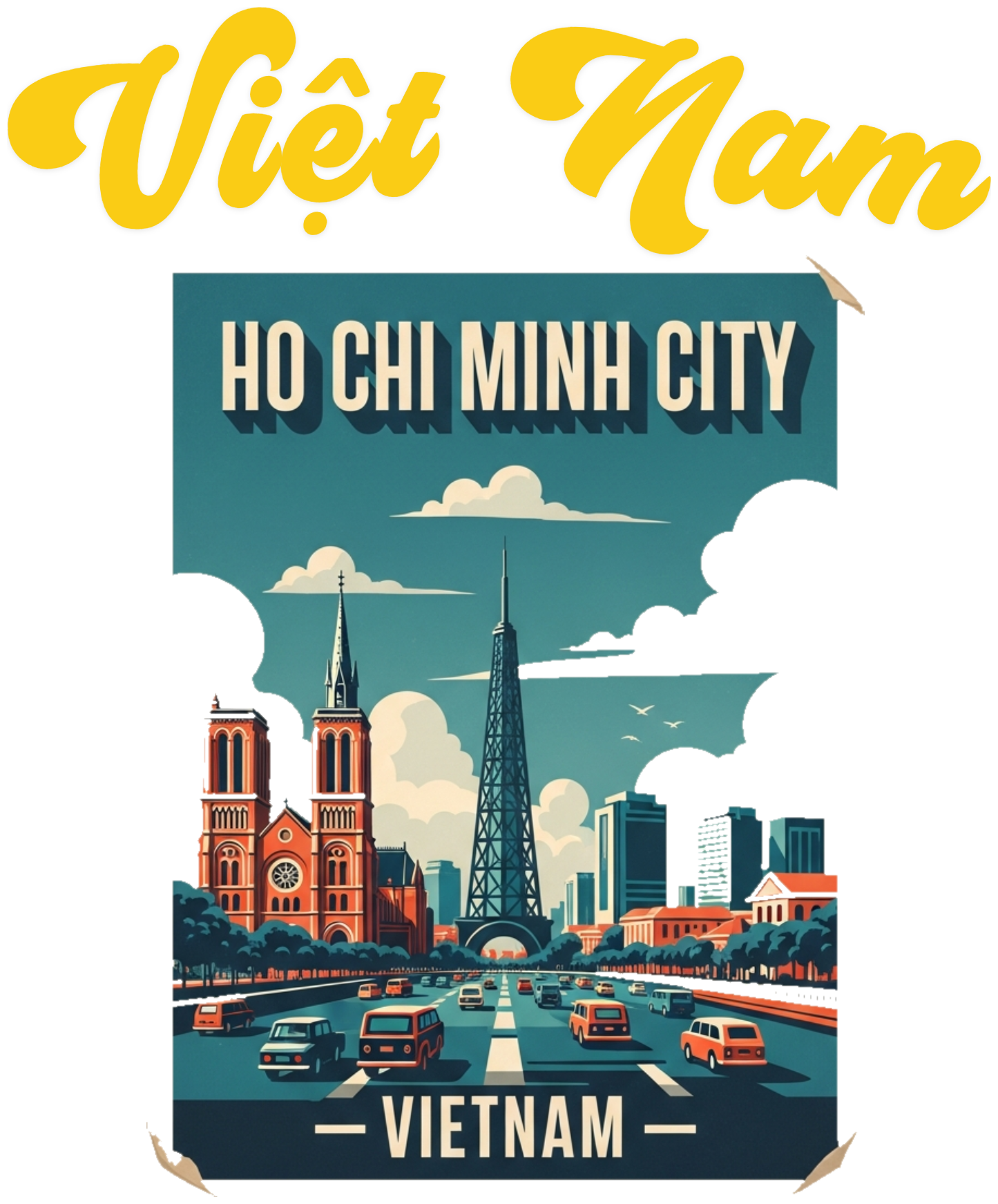 Áo Thun Việt Nam Vintage Ho Chi Minh City Poster - 030426-17-24-UIR